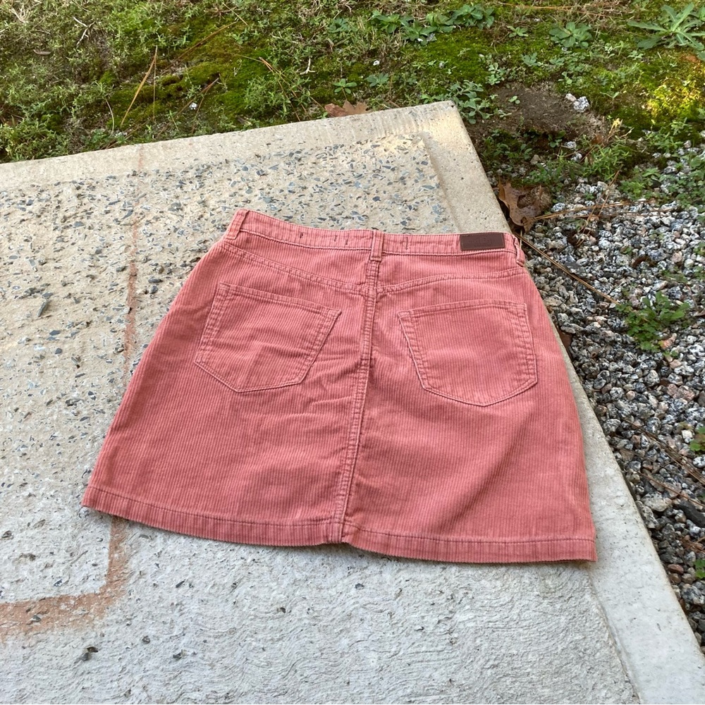 Hollister Dusty Pink Corduroy Button Up High Rise Skirt Vintage Style Size 11 30 - Picture 2 of 5